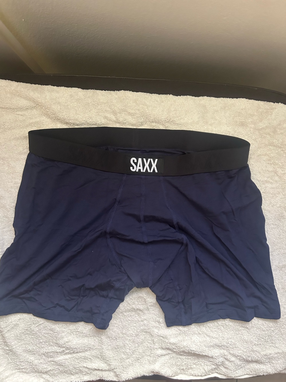 Mens SAXX Vibe Super Soft Boxer Briefs Large Size Navy Blue